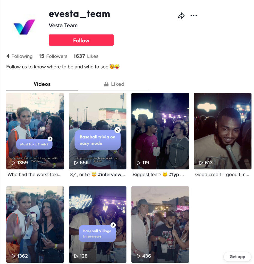 Event Vesta TikTok Page