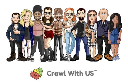 Crawl with Us Logo and Team Illustration